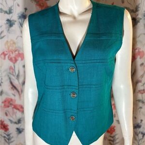 Vintage Avalon Teal Tailored Vest Classic Sleeveless Design